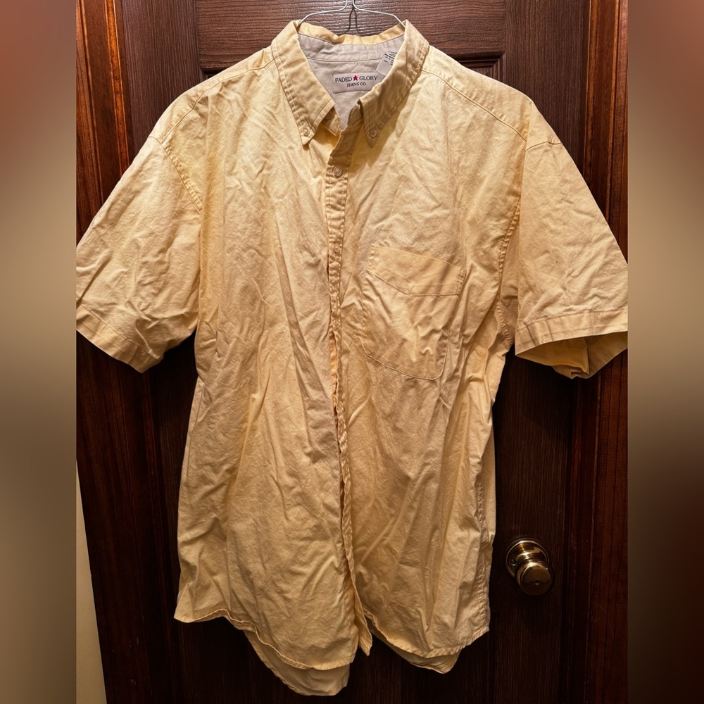 Faded Glory Pale Yellow Men's Button-Down Shirt